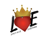 a heart with a crown and the word love over everything