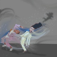 a man and a woman in a white suit