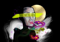 a painting of a woman smoking a cigarette