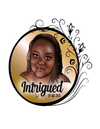 an image of a woman in a gold circle with the words intrigged