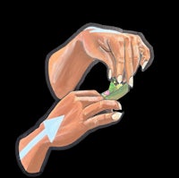 a drawing of a hand holding a piece of paper